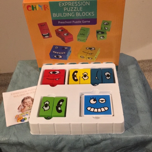 Expression Puzzle Building Blocks Preschool puzzle Game Like NEW 2-4 players 3+ - Picture 7 of 12